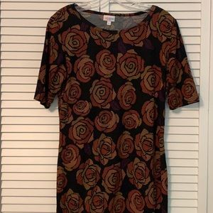 LuLaRoe Black Disney Roses Julia Dress, size L